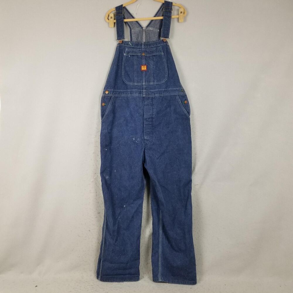 Vintage Big Ben Bib Overalls Mens 42x30 Blue Denim Workwear Made USA‎ 90s